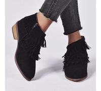 stivali stivaletti invernali anfibi nero scarpe pelle sintetica frange 9881