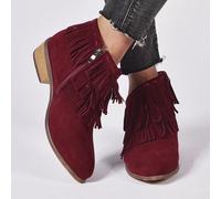 stivali stivaletti invernali anfibi rosso scarpe pelle sintetica frange 9881