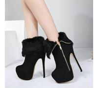 stivali stivaletti nero alti platform 16 cm pelliccia e pelle sintetica 8221