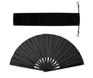 Stivali sul terreno Ventaglio a mano Ventaglio Clack in bambù per danza in linea, pieghevole in stile cinese, artigianato, rave, pieghevole, affascinante, stile retrò, grande, nero, per le donne