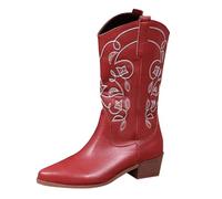 Stivali Texani Donna Invernali,Stivali Invernali Donna Tacco Alto Eleganti Western Scarpe di Media Altezza Cowboy Stivaletto con Tacco a Blocco Texani Stivaletti con Ghetta Risvolto