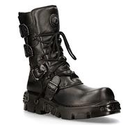 Stivali Unisex al Polpaccio New Rock M.391-S18 in Pelle Nera Metallizzata con Teschio Punk Gotico 5