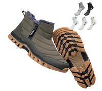 Stivali, Uomo Impermeabile Caldo Cotone Zip Neve Stivaletti Da Neve Foderato Slip on Spessa Peluche Stivaletti Impermeabile Neve Metà Polpaccio Stivali Termici Antiscivolo Outdoor Walking