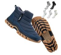 Stivali, Uomo Impermeabile Caldo Cotone Zip Neve Stivaletti Da Neve Foderato Slip on Spessa Peluche Stivaletti Impermeabile Neve Metà Polpaccio Stivali Termici Antiscivolo Outdoor Walking