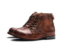 Stivali Uomo in Pelle PU Casual Scarpe Stringate per Lavoro Outdoor | Stivaletti Uomo Vintage in Pelle PU Suola in Gomma Stringati Scarpe Comode per Camminare Lavoro Tempo Libero