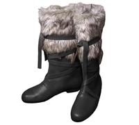 Stivali Uomo Medievali Rinascimento - Scarpe Viking Barbaro con Pelliccia e Strisce per Costume Spettacolo Festa Medievale e Rievocazione Storica Stile Autentico, Nero , 42 EU