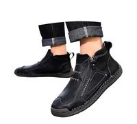Stivali Versatili da Esterno Casual Slip-On E con Cerniera - Stivaletti Leggeri con Suola Piatta per L'Uso Quotidiano E per Le Avventure (Black 46)
