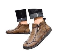 Stivali Versatili da Esterno Casual Slip-on e con Cerniera - Stivaletti Leggeri con Suola Piatta per l'uso Quotidiano e per Le Avventure (Khaki, 41)