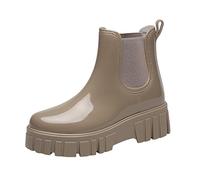 Stivali Wellington da donna alla caviglia stivali da donna corti Chelsea stivaletti impermeabili stivali da pioggia slip-on stivali di gomma per esterni polpaccio largo comodo suola spessa stivali da