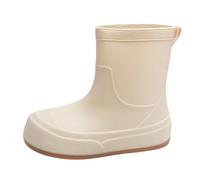 Stivali Wellington da donna in gomma impermeabile, facili da indossare e togliere, corti, Chelsea, caldi, da pesca, in tinta unita, leggeri, per camminare, all'aperto, giardino, passeggiate, Beige