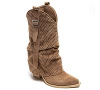 Stivali western alla moda e vintage con tacco chunky e design cavo Un look senza tempo e una silhouette moderna, una silhouette moderna, una bellissima sposa, un arredamento e un'affermazione di stile