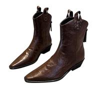 Stivali western da donna con cerniera, stivali da cowboy da cowboy da donna eleganti in pelle chelsea stivali da cowboy alla moda da donna con tacco alla caviglia, autunno e inverno stivaletti vintage