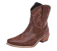 Stivali western da donna, da cowboy, con plateau e plateau, alla moda, con ricamo, a punta corta, stile retrò, con piattaforma, di alta qualità, antiscivolo, per il tempo libero, marrone, 42 EU