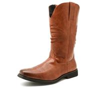 Stivali Western Retro Stivali da Cowboy Pull-Up per Lavoro Campagna | Stivali Da Cowboy Per Uomo Stivali Classici Ricamati Da Indossare Suola Antiscivolo Stivali Ricamati A Metà Polpaccio