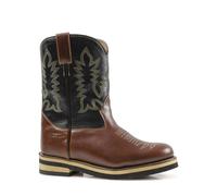 Stivali Western Roper in pelle per bambino bicolore marrone e gambale nero Old W