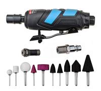 Stix Automotive Equipment Mini smerigliatrice ad aria compressa, 1/4", con accessori, valigetta 25000 giri/min - Macinatore dritta - Set di 10 punte per affilatura - lucidatura - incisione - sbavatura