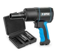 Stix Avvitatore Pneumatico ad Impulsi 1/2" 1700Nm con 3 Bussole | Include custodia per il trasporto, set chiavi a bussola da 17-21mm, ideale per officina e cambio ruote, uso intensivo