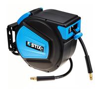 Stix Avvolgitubo aria compressa - lunghezza 15m - Tubo dell'aria in PVC - Staffa girevole a 180 gradi - Montaggio a parete/soffitto - raccordo per tubo flessibile G-1/4”