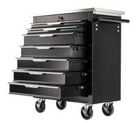 Stix Carrello portautensili GarageGo P7 con 7 cassetti, piano di lavoro in acciaio inox, chiusura centralizzata, carrello da officina con ruote, serrabile, sottile, mobile, per garage e professionale
