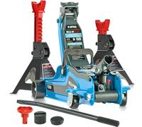 STIX Cric idraulico con cavalletti di appoggio, cric 2,5T + supporto 3T, stabile e sicuro, per officina e garage