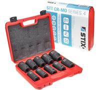 STIX Kraft, set di chiavi a bussola 3/4", 10 pezzi, in acciaio CR-MO, 24-46 mm, bussole per viti da ruota, set di chiavi a bussola professionali per officina e macchine pesanti