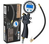 STIX PSAIR-1 - Gonfiatore digitale per pneumatici con manometro LCD, gamma di pressione 250 PSI, tubo in gomma, attacco rapido - auto, moto, camion