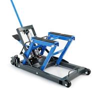 STIX SATV-1500 Sollevatore idraulico moto, ATV e quad, 680 kg | Bracci gommati scanalati e anelli integrati per cinghie di ancoraggio; ruote e impugnatura facilitano lo spostamento.