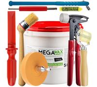 Stix Set di 9 pezzi - 5 kg pasta di montaggio, pennello, raschietto, gesso per pneumatici, utensili per valvola, pinza per bilanciamento e rullo, con gomma per pellicola