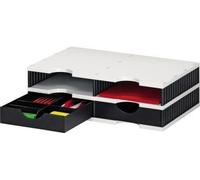 Stizione di smistamento Styro Duo Stirodoc, 4 scomparti, stazione di smistamento grigio/nero con 2 scomparti aperti e 2 cassett NEW