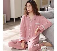 STJDM Camicia da Notte,Pigiama da Donna Set di Grandi Dimensioni in Cotone Elasticizzato Comodo Abito da casa Pigiama Estivo 5XL Nero