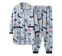 STJDM Camicia da Notte,Pigiama da Donna Taglie Forti Set Pigiama di Media Lunghezza Manica Lunga Casual Morbido Abbigliamento da casa Femminile