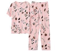STJDM Camicia da Notte,Pigiami con Stampa Floreale Estiva Set Pigiama da Donna in Cotone Taglie Forti Pigiama Manica Corta O-Collo Pigiama Femminile XXXL TM9204