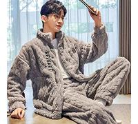 STJDM Camicia da Notte,Set Pigiama Invernale in Pile Caldo Corallo Addensato per Uomo Plus Size Indumenti da Notte Larghi a Maniche Lunghe XXL Colour3