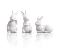 STKMELON Set di 3 statuette in ceramica a forma di coniglietto pasquale decorazione pasquale decorazione bianca per la casa e la scrivania