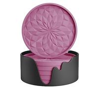 STLIAN Sottobicchieri in silicone con supporto, confezione da 6, sottobicchieri per bevande calde o fredde, addensati, antiscivolo, antiaderenti, vassoio profondo rosa polveroso