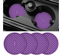 STLIAN Sottobicchieri per auto (confezione da 4), in silicone, antiscivolo, da incasso, accessori interni auto, viola scuro