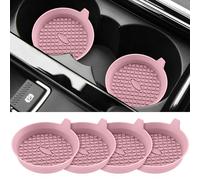 STLIAN Sottobicchieri per portabicchieri auto, confezione da 4, in silicone, da 7,9 cm, antiscivolo per auto, accessori interni da incasso, rosa antico