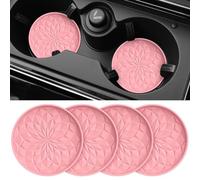 STLIAN Sottobicchieri per portabicchieri per auto [confezione da 4] - 7,9 cm tappetini in silicone per auto - antiscivolo da incasso accessori interni auto rosa