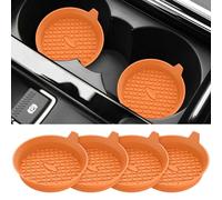 STLIAN Sottobicchieri per portabicchieri per auto, confezione da 4, in silicone, 7,9 cm, antiscivolo, accessori interni da incasso, arancione
