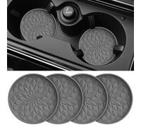 STLIAN Sottobicchieri per portabicchieri per auto [confezione da 4] - Tappetini in silicone per auto da 7,9 cm - Universali antiscivolo da incasso, accessori interni auto grigio scuro