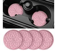 STLIAN Sottobicchieri per portabicchieri per auto [confezione da 4] - Tappetini in silicone per auto da 7,0 cm - Universali antiscivolo da incasso, accessori interni auto rosa polveroso