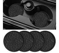 STLIAN Sottobicchieri per portabicchieri per auto [confezione da 4] - Tappetini in silicone per auto da 7,0 cm - Universali antiscivolo da incasso, accessori interni auto neri
