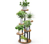 STLOVe® Supporto Metallico per Piante, Espositore per Fiori Interni, 6 Livelli Piedistallo Per Piante, Sgabello Per Pianta Rotondo, Mensola Moderna, 32 cm Soggiorno Decorativo(Pianta Non Inclusi)
