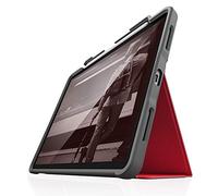 STM Bags Dux Plus Case - Custodia a libro per Apple iPad Air 10,9" (2022 & 2020), colore: rosso/trasparente [supporto per Apple Pencil I Militare Standard I Impermeabile I Stand I Wake/Sleep]