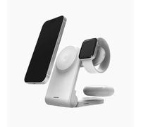 STM ChargeTree Mag - Stazione di ricarica wireless portatile qi2-3 in 1 per iPhone 17, Samsung, Android (15 W), AirPods (5 W), Apple Watch (3 W), certificato Qi, include cavo USB, bianco