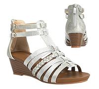 STMAHER Sandali gladiatore donna argento cinghie trapezoidali sandali casual estivi spiaggia, 2argento., 43 EU
