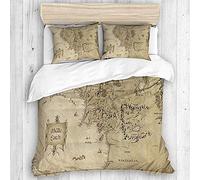STmea Set di biancheria da letto con copripiumino morbido e accogliente, con motivo "Lord Of The Ring Map of Middle Earth", in microfibra di facile manutenzione, per letto singolo, 135 x 200 cm