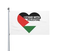 Sto con la bandiera della Palestina 3x5 piedi bifacciale per esterni per eventi celebrativi, decorazioni per feste, striscioni in poliestere, bandiere per cortile