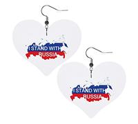 Sto con la Russia Orecchini in pelle per le donne Ciondola l'orecchino con il pendente del cuore con i regali del gancio per la ragazza adulta