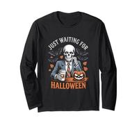 STO Solo aspettando Halloween Funny Skeleton Pumpkin Humor Maglia a Manica